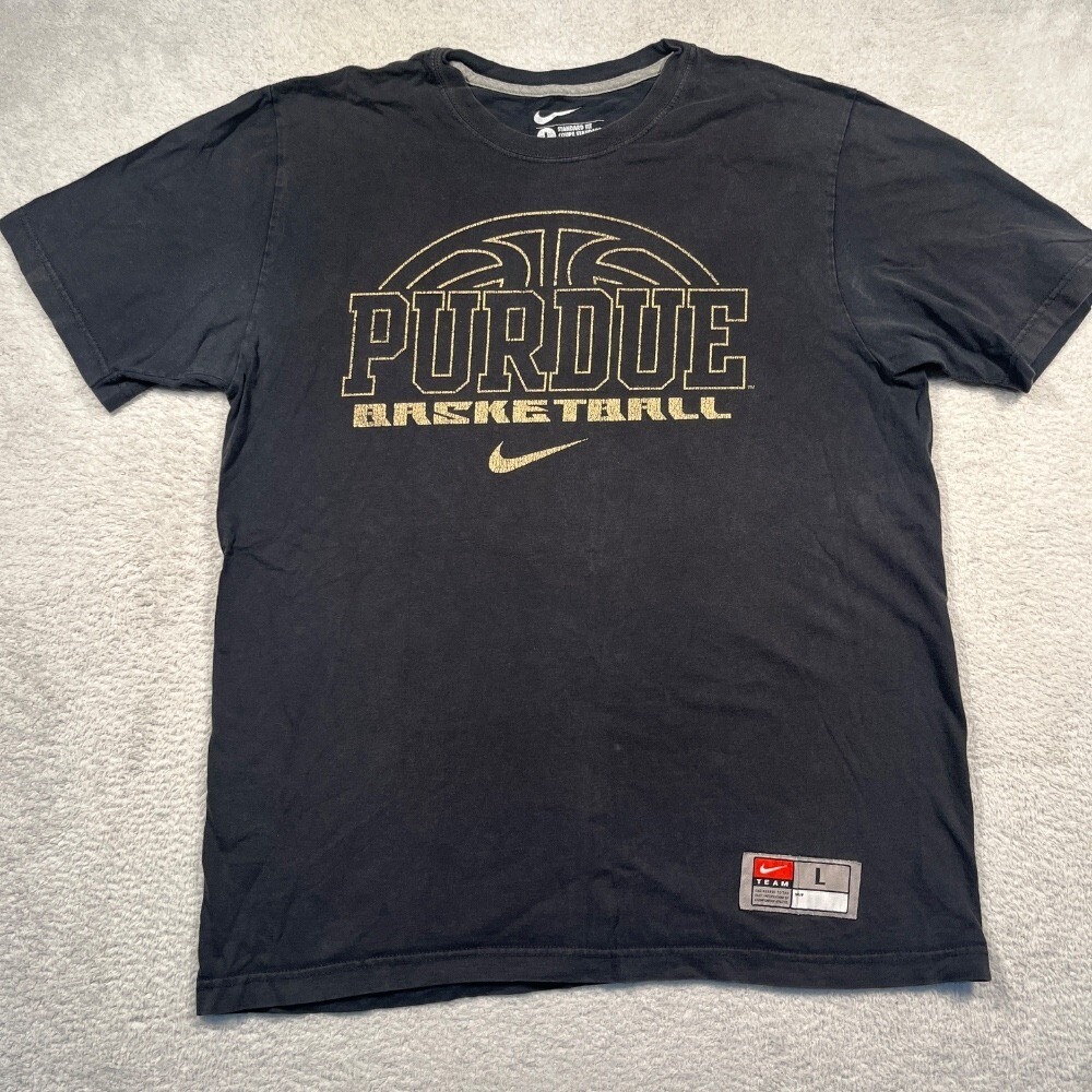 Y2K Nike Purdue Basketball Mens‎ Large Black Gold Graphic T-Shirt NCAA Team Tee